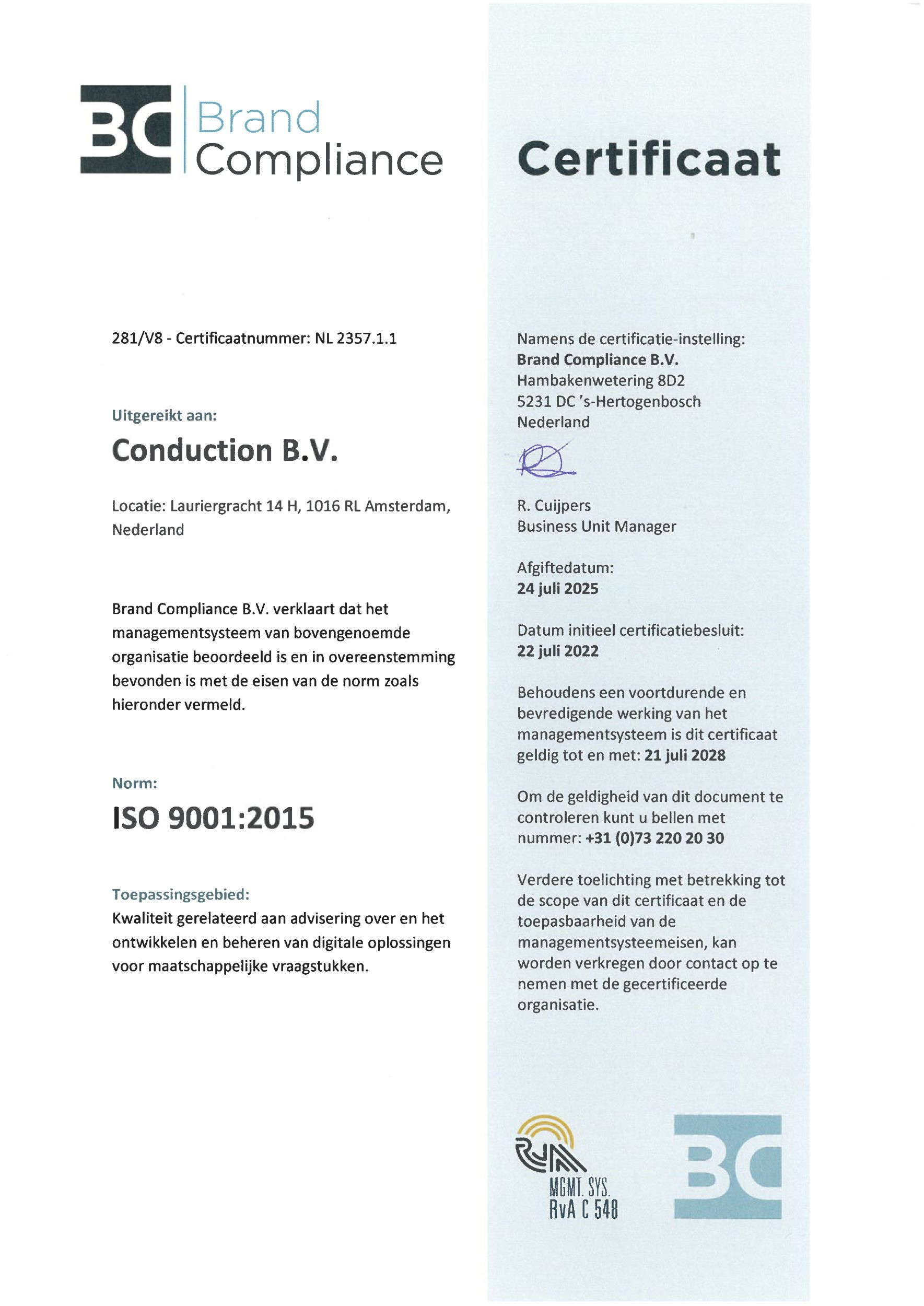 ISO 9001:2015 certificate