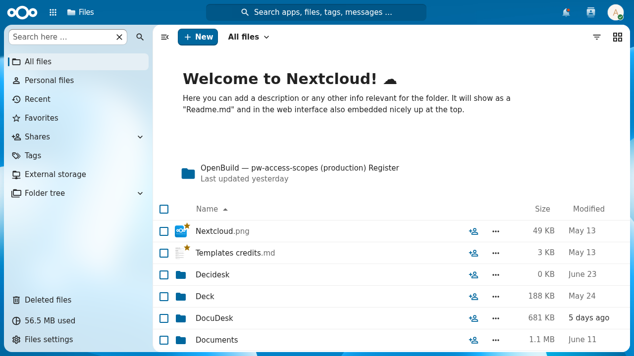 Stock Nextcloud Files